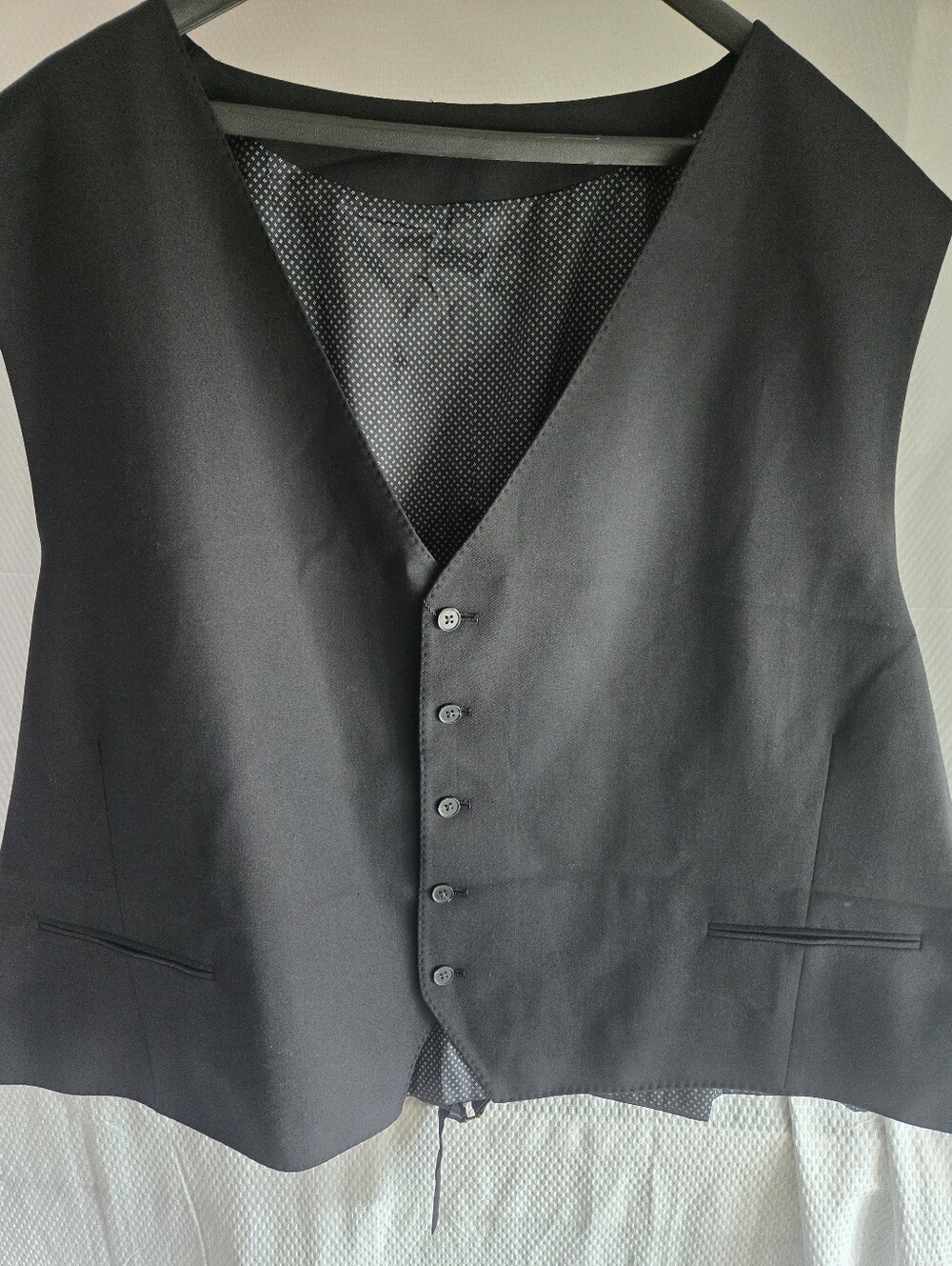 5X Daniel Hechter Black Men's Dress Vest with Subtle Patterned Lining Size